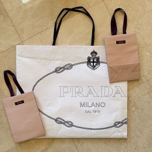 Prada White and Pink Logo Gift Bags